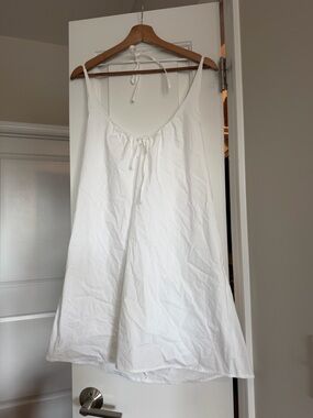 Aritzia White Cotton Sleep Chemise with Tie Straps